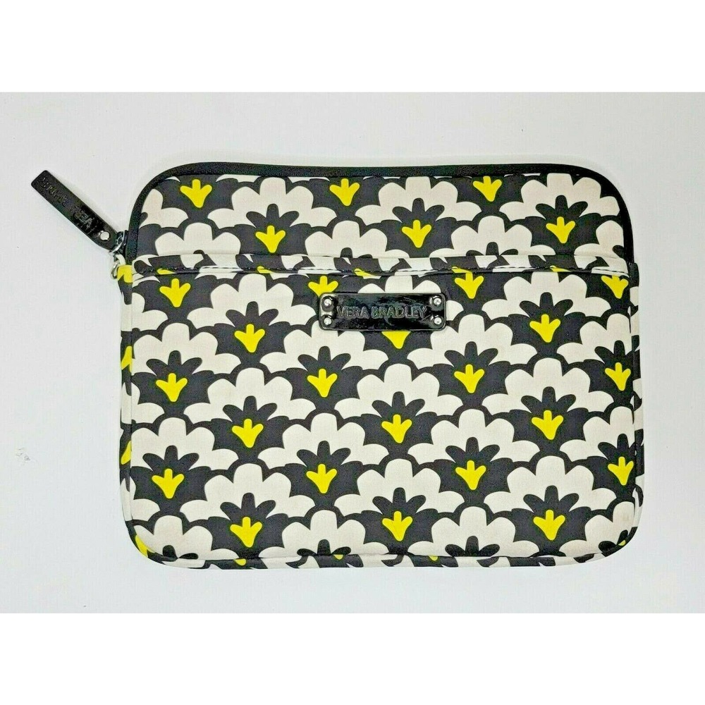 Vera Bradley Fanfare Fans Yellow Black Neoprene Tablet eReader Sleeve Retired